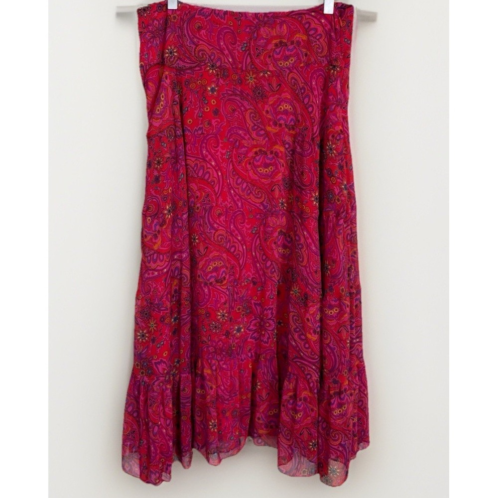 Maxi Skirt Women's M Fairycore Gypsy Festival Pink Paisley Long Whimsygoth Flowy